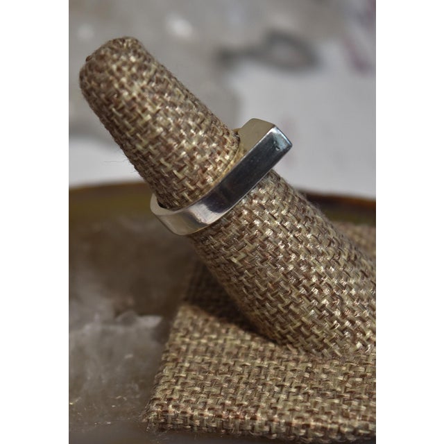 Vintage Artisan Hand Crafted Sterling Silver 14k Gold Modern Ring Sz 5.75 For Sale - Image 17 of 17