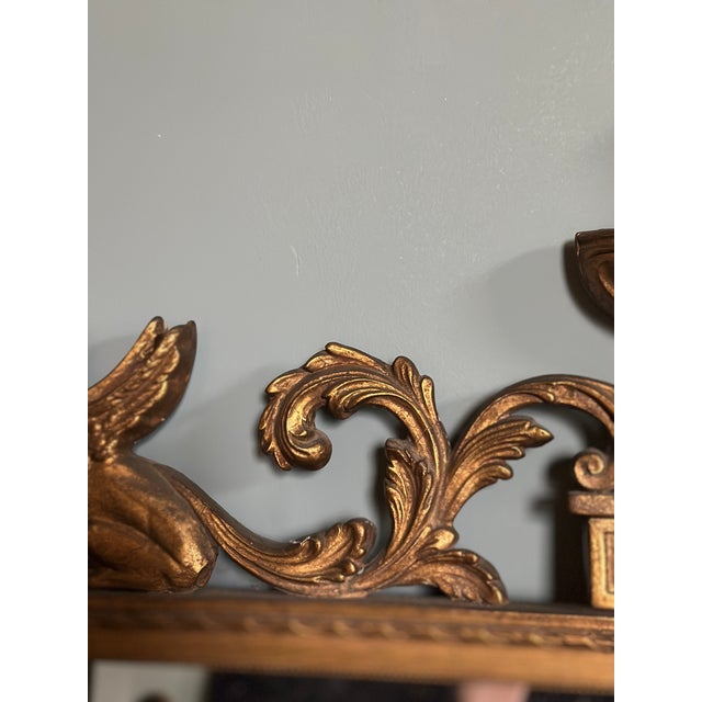 Neoclassical Antique Federal Style Giltwood Wall Mirror With Winged Griffins - C. 1900 For Sale - Image 3 of 14