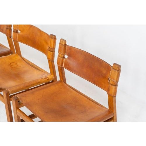 1960s Oak & Leather Dining Chairs, Denmark, 1960s, Set of 4 For Sale - Image 5 of 17