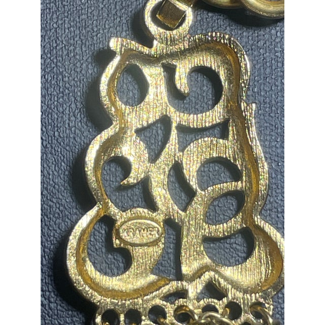 1960s 1960s Kramer Large 29” Oval Link Chain and Abstract Tasseled Pendant 4.5” For Sale - Image 5 of 7
