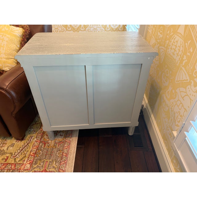 Wood Vintage Rustic 3 Drawer Distressed Blue Gray Dresser For Sale - Image 7 of 10