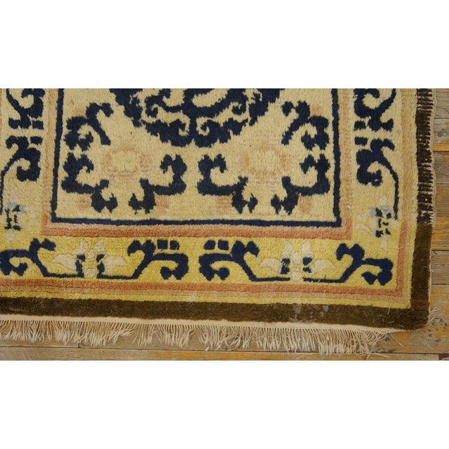 1775s Antique Ningxia Chinese Dragon Medallion Beige Hallway Runner Rug For Sale In New York - Image 6 of 12