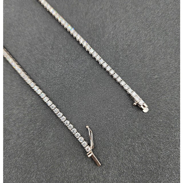 Early 21st Century 14k White Gold Diamond Tennis Necklace - Approx 9.00 Ct For Sale - Image 5 of 8