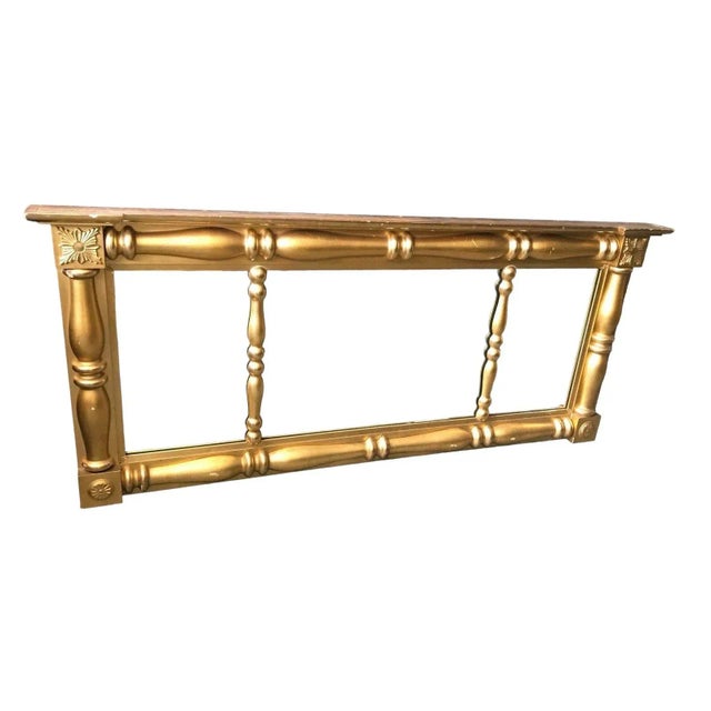 Antique Federal Style Gilt Three Part Over Mantel Mirror For Sale - Image 6 of 11