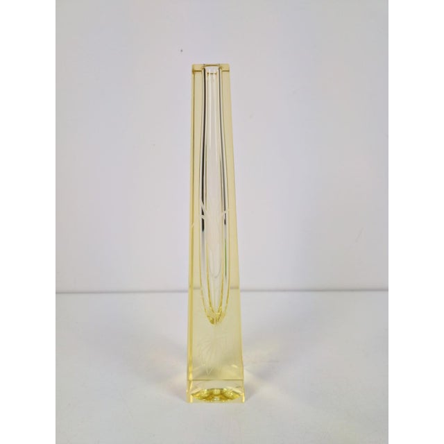Boho Czech Amazing Art Glass Citrine Drop Cut Engraved Vase by Antonin Drobnik for ZBS Boho Czech Amazing Art Glass...