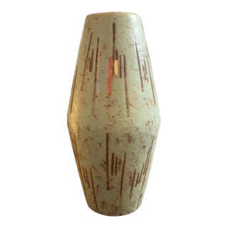1960s Modernist Green Ceramic German Vase by Scheurich For Sale