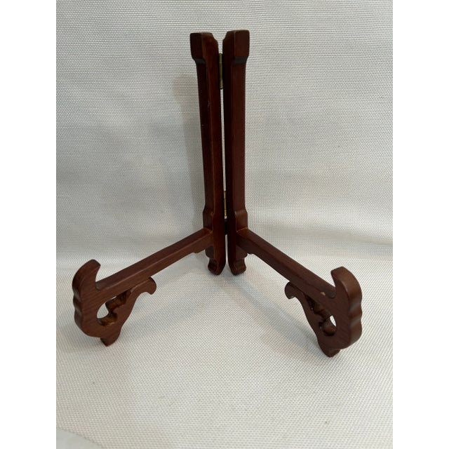 Blue Early 20th Century Minton “Poonah” Dinner Plate With Chinoiserie Mahogany Stand For Sale - Image 8 of 8