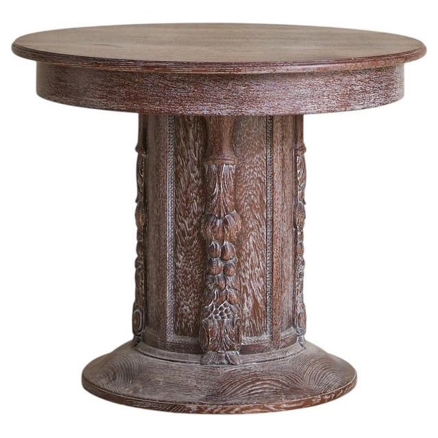 French Cerused Oak Center Table, 1940s For Sale