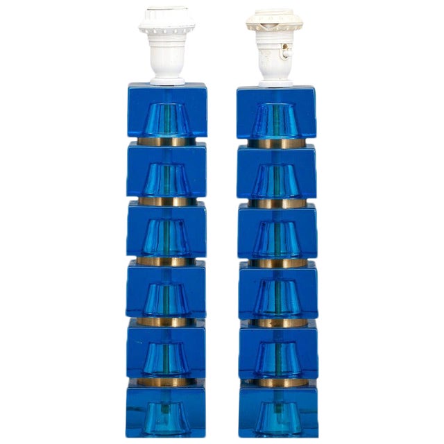 Table Lamps by Carl Fagerlund for Orrefors - a Pair For Sale