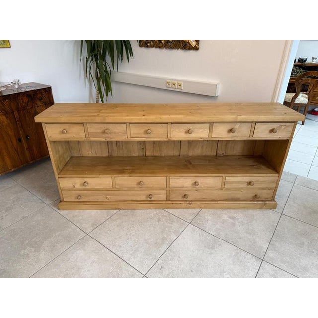 Rustic 12-Drawer Sideboard in Softwood For Sale - Image 5 of 14