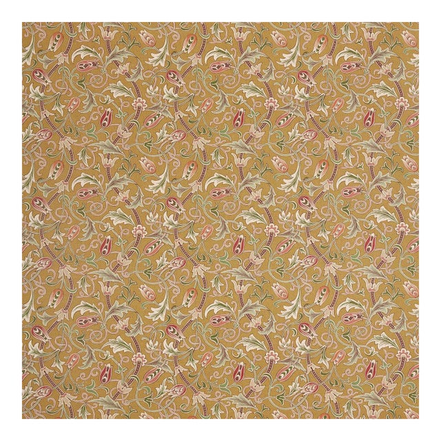 Morris & Co. Scrolling Tulip Fabric in Gold For Sale