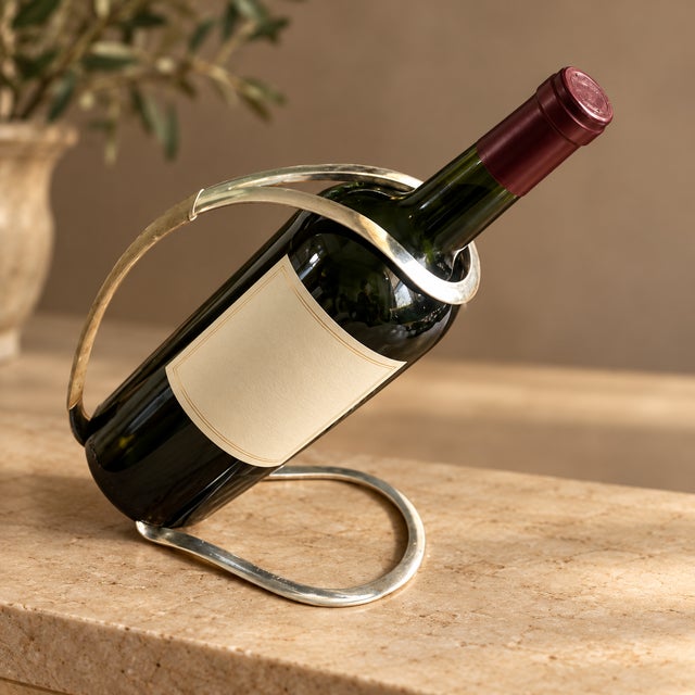 1960s Eisenberg Lozano Sculptural Silver Plated Wine Bottle Holder For Sale - Image 11 of 11
