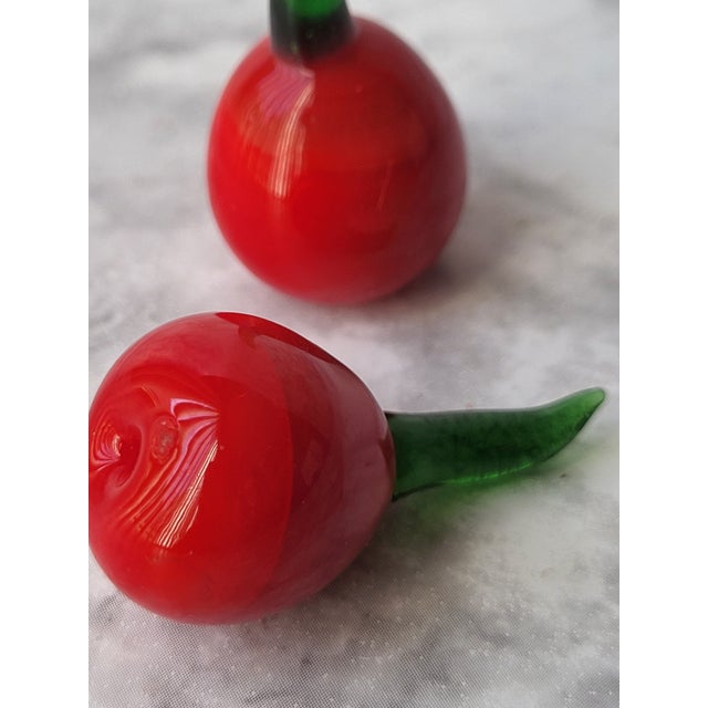 1980s Pair of Vintage Blown Glass Cherries For Sale - Image 5 of 9