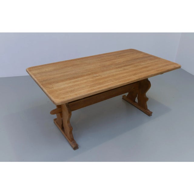 Mid-Century Modern Vintage Danish Brutalist Oak Dining Table, 1960s For Sale - Image 3 of 18