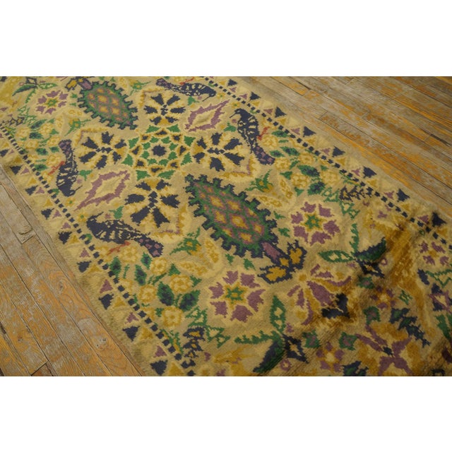 1920s Ivory Angora Antique Irish Donegal Arts & Crafts Carpet 3'6" X 11'2" Wool Rug Runner For Sale - Image 4 of 10