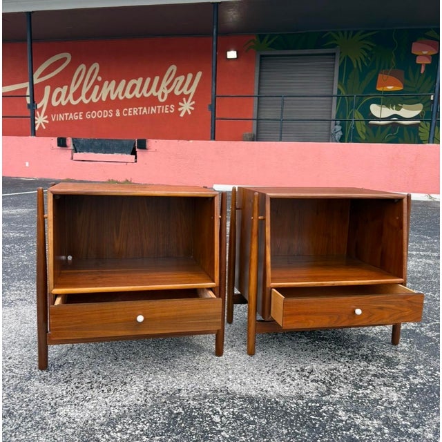 Drexel Declaration Fully-Refinished Mid Century Drexel Declaration Nightstand Pair For Sale - Image 4 of 13