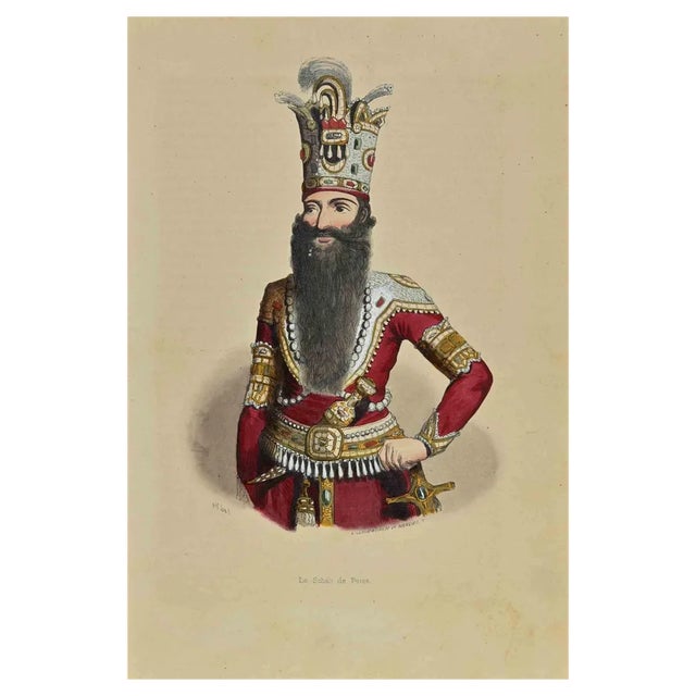 Auguste Wahlen, The Shah of Persia, Lithograph, 1844 For Sale