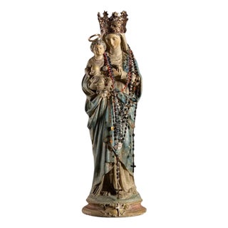 19th Century Style Crowned Virgin and Child Statue For Sale