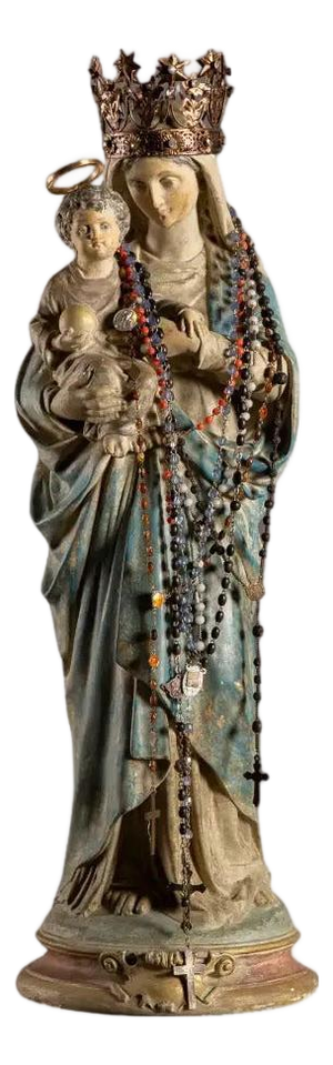 19th Century Style Crowned Virgin and Child Statue