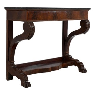 19th Century France Brown Wood Console Table For Sale