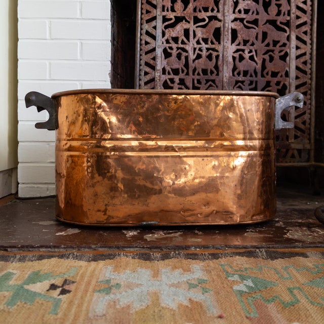 Antique Copper Boiler or Washtub for Planter Beverage Cooler or Firewood Holder For Sale - Image 12 of 17