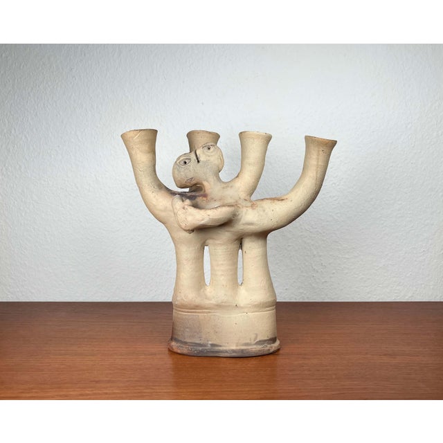 Beige German Studio Pottery Sculptural Candleholder from Hans Fischer, 1980s For Sale - Image 8 of 18
