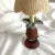 Brown Vintage Rustic Metal and Wood Mini Pineapple With Grass Cloth Shade Lamp For Sale - Image 8 of 9