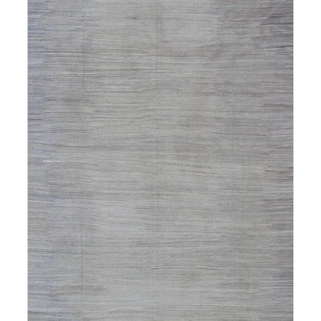 Blue Large Modern Kilim Rug in Light Blue- Gray & Cream With Minimalist Modern Design For Sale - Image 8 of 12