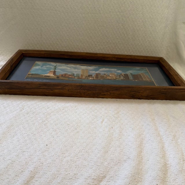 American 2001 Vintage Boris Vyatkin Signed Nyc Panoramic Skyline Print (Includes Twin Towers)- Framed For Sale - Image 3 of 6