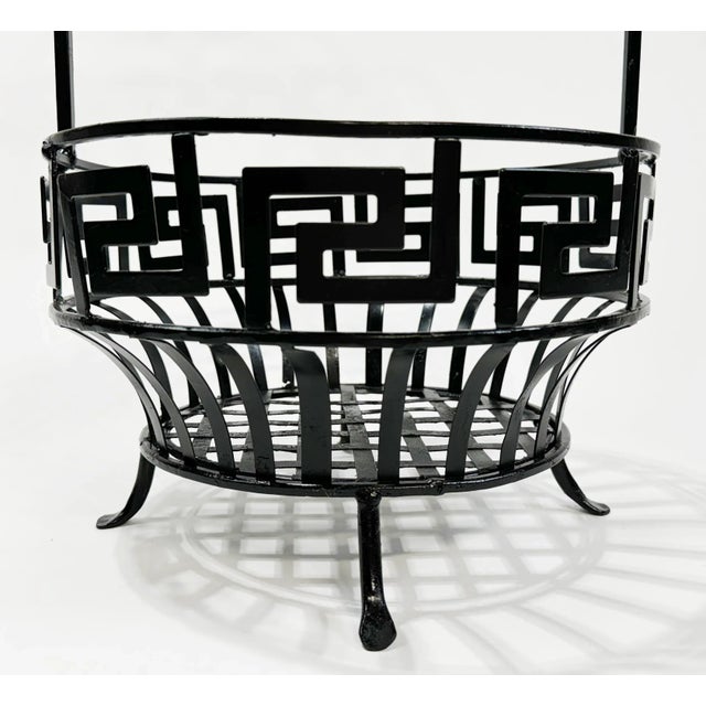Metal Vintage Iron Greek Key Fruit Bowl For Sale - Image 7 of 7