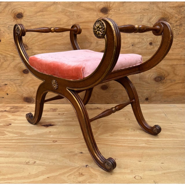 Late 20th Century Designer Galimberti Lino Regency Curule Bench For Sale - Image 4 of 12