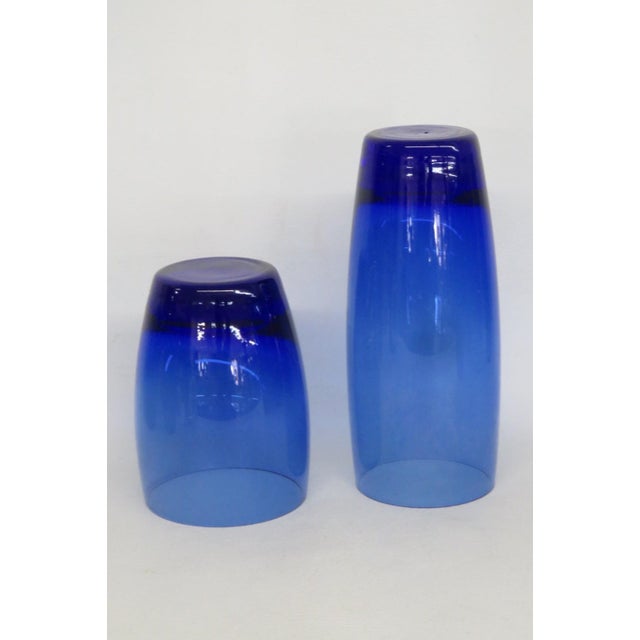 Mid 20th Century Mid 20th Century Cobalt Blue Glass Tumblers Bar Cups Mid Century Modern Drinkware - Set of 13 For Sale - Image 5 of 16