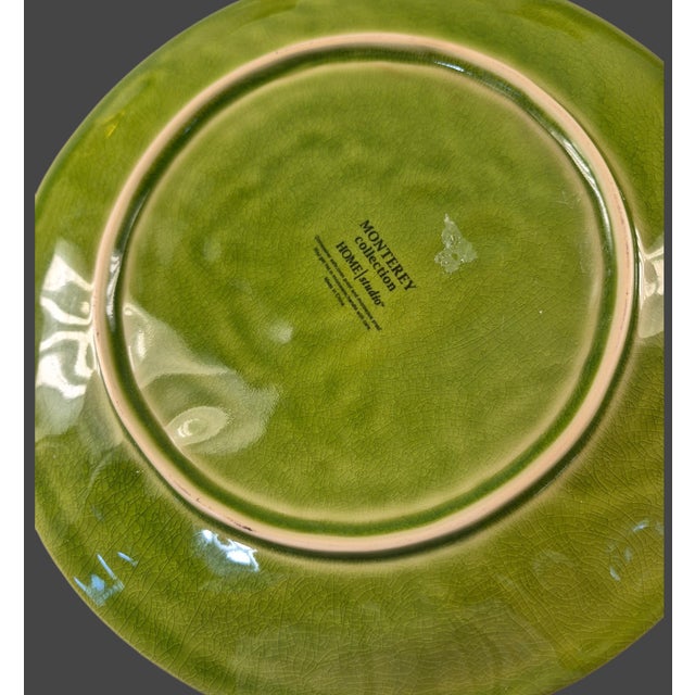 Ceramic Late 20th Century Monterey Tropical Green Monstera Leaf Dinner Serving Plates - Set of 4 For Sale - Image 7 of 9