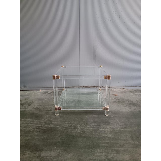 Hollywood Regency Side Table in Acrylic and Glass, 1970s For Sale - Image 6 of 6