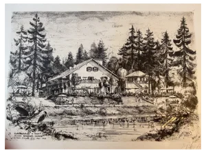 Josef Steib, Tierpark Hellabrunn in München, 1949, Etching