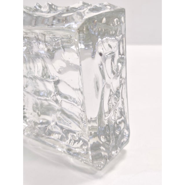 Glass Vintage Square Transparent Molded Thick Glass Ashtray, Italy, 1960s For Sale - Image 7 of 11