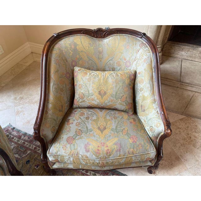 Green Pair of Henredon Bergere Chairs Louis XVI Style Soft Green For Sale - Image 8 of 9