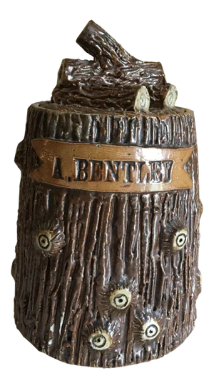 William Speer English New Zealand Majolica Pottery Tobacco Jar Faux Bois Signed