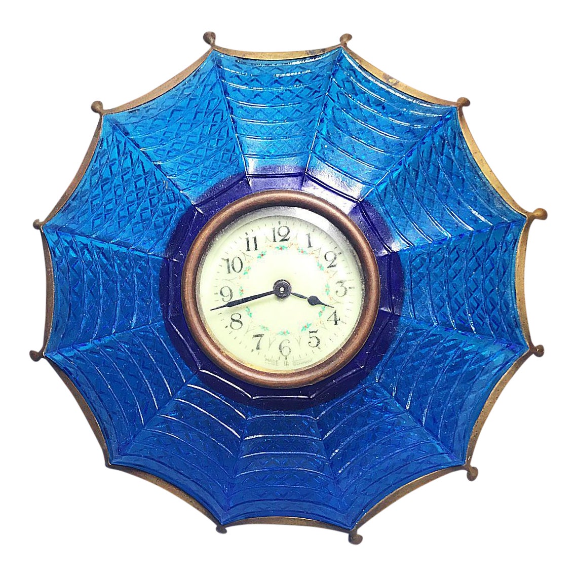 Antique German Blue Glass Umbrella Mantle Clock Chairish
