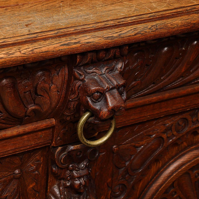Antique Jacobean Carved Oak Cabinet For Sale - Image 9 of 12