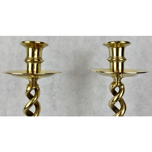 A pair of English brass open barley twist candlesticks. Very desirable when they are 21" in height. To make them more...