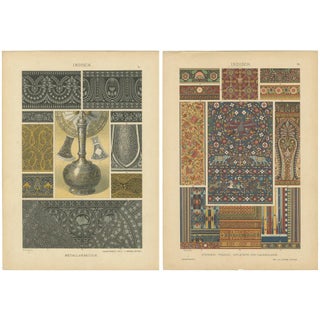Intricate Indian Craftsmanship in Dolmetschs, 1887, Paper, Set of 2 For Sale