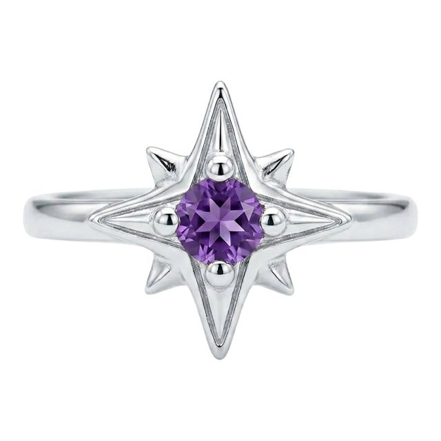 Amethyst North Star Ring, Star-Bust Celestial Ring Us 7 For Sale
