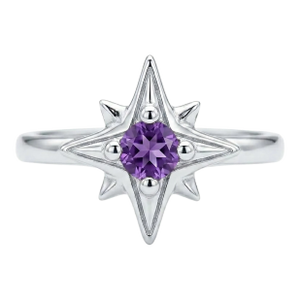 Amethyst North Star Ring, Star-Bust Celestial Ring Us 7