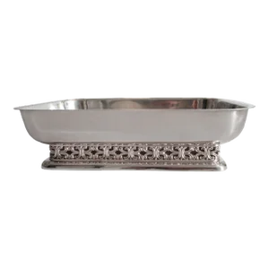 Vintage C.1970's Poole Silversmith Co., Silver-Plate Platform Reticulated Celtic Design Coved Serving Side Dish Platter