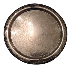 1970s Vintage Silver Plated Round Serving Tray