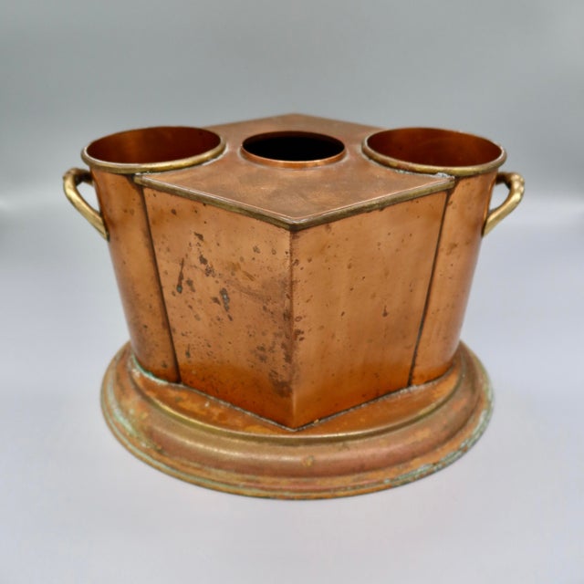 Art Deco Vintage Art Deco Copper & Brass Double Wine Cooler With Center Ice Well For Sale - Image 3 of 9