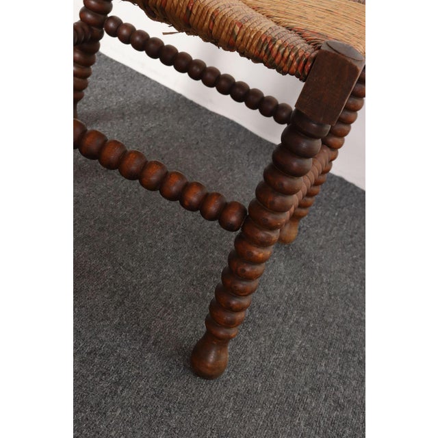 Diminutive Antique French 19th Century Bobbin Corner Chair With Rush Seat For Sale - Image 12 of 18