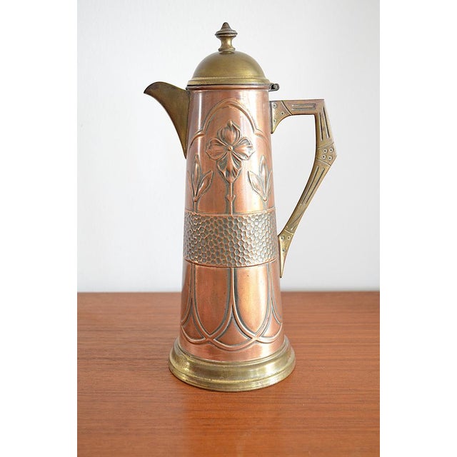 Art Nouveau Copper Jug ​​with Floral Motif, 1910s For Sale - Image 5 of 9