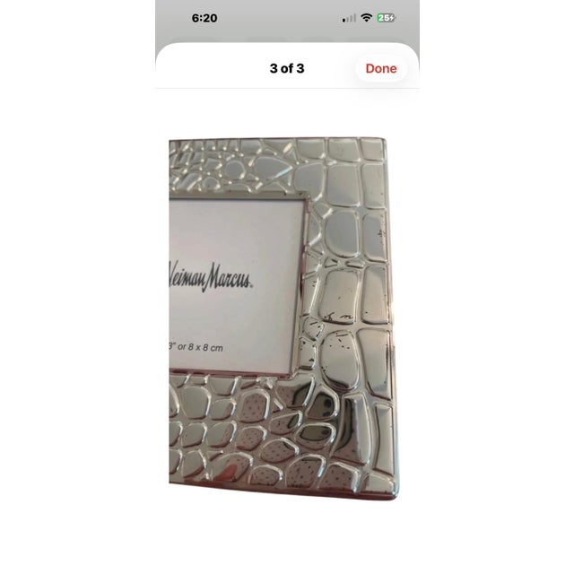 Croc Embossed Silver Vintage Neiman Marcus Picture Frame For Sale In Miami - Image 6 of 6